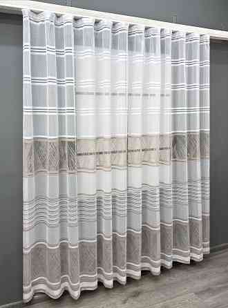 Короткий тюль VR-Textil 1944т Жаккард Белый с капучино 300х200 см (42-0884) Киев