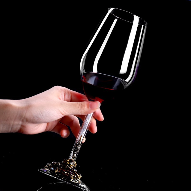 Набор подарочных бокалов для вина 470 мл х 2 шт с металлическим декором и кристаллами Старое серебро Кременчуг - изображение 6