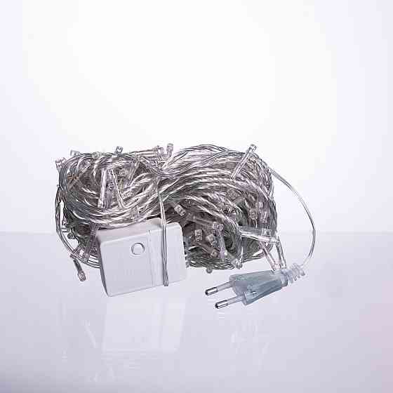 Гірлянда новорічна 14 м, 160 LED, білий провід, біле світло Київ