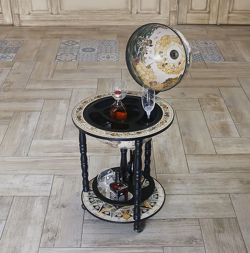 Глобус баров напольный Карта мира бежевый на черной основе сфера Киев - изображение 4