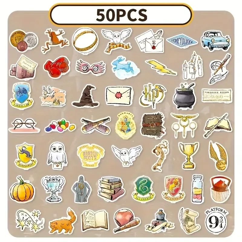 Набір 50 стікерів у стилі Гаррі Поттера — водостійкі наклейки для декору Київ - фото 4