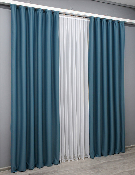 Комплект готовых штор VR-Textil Блэкаут Midnight № 1675ш Синий 150х270 см 2 шт (33-1046) Киев - изображение 4