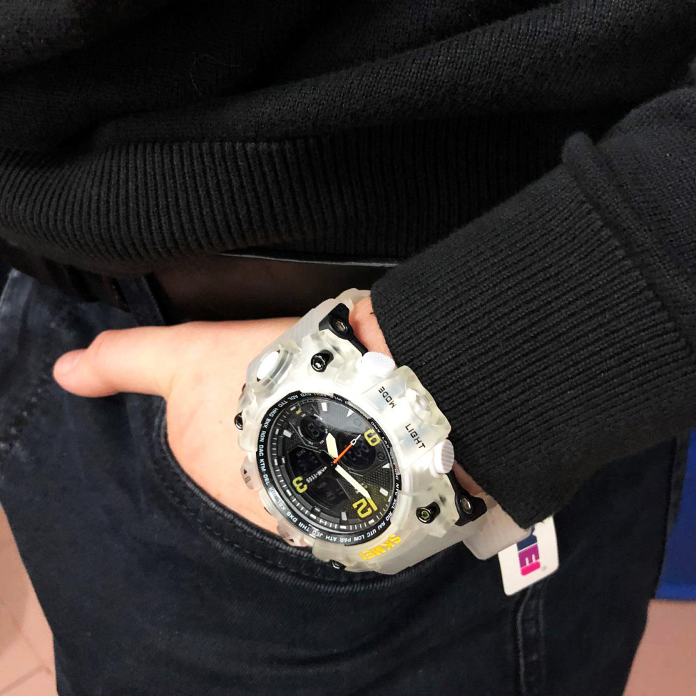 Армейские часы с водонепроницаемостью SKMEI 1155BWT, Мужские спортивные часы с гарантией NV-74 Львов - изображение 4