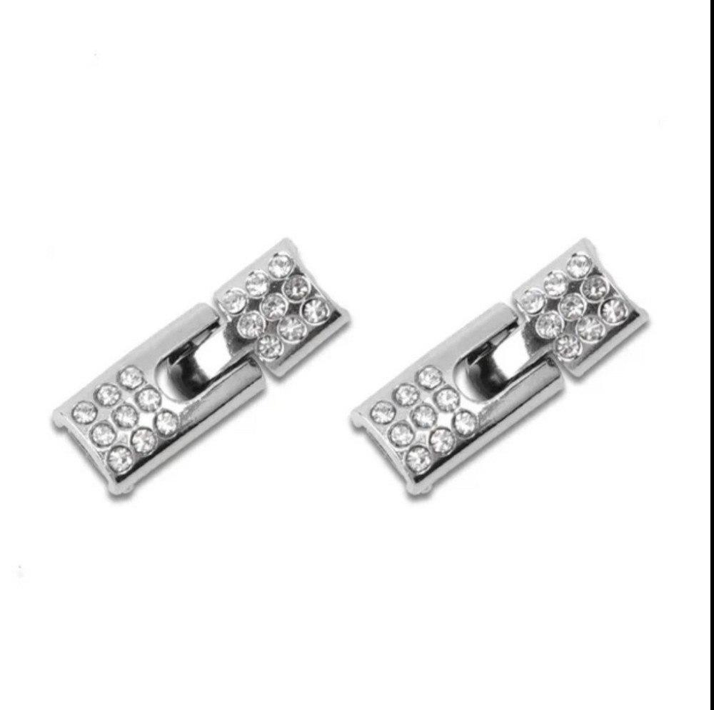 Застібка на шнурки для взуття металева зі стразами 2 шт Сріблястий Сміла - фото 5