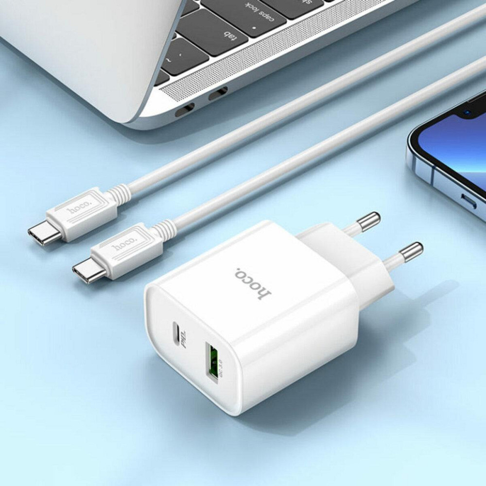 Сетевое зарядное устройство HOCO C80A Plus Rapido PD20W+QC3.0 charger set, цвет белый 6931474779908 Одесса - изображение 7