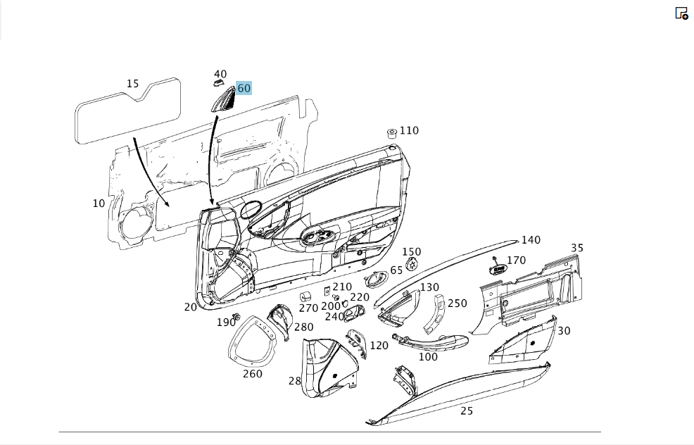 Mercedes-Benz  A2097250211 7241 Накладка - трикутник ВЧ динаміка передніх правих дверей колір антрацит CLK Coupe C209 CLK Cabriolet A209 Одеса - фото 2