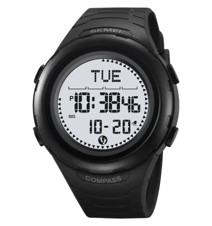 Годинник чоловічий наручний спортивний Skmei 2166 Compass з компасом і крокоміром (Чорний з білим) Вінниця