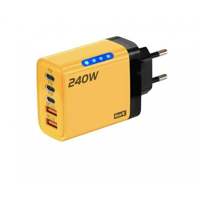 Сетевое зарядное устройство 240W на 5 портов 3 Type-C и 2 USB QC 3.0 быстрая зарядка для гаджетов Одесса - изображение 1