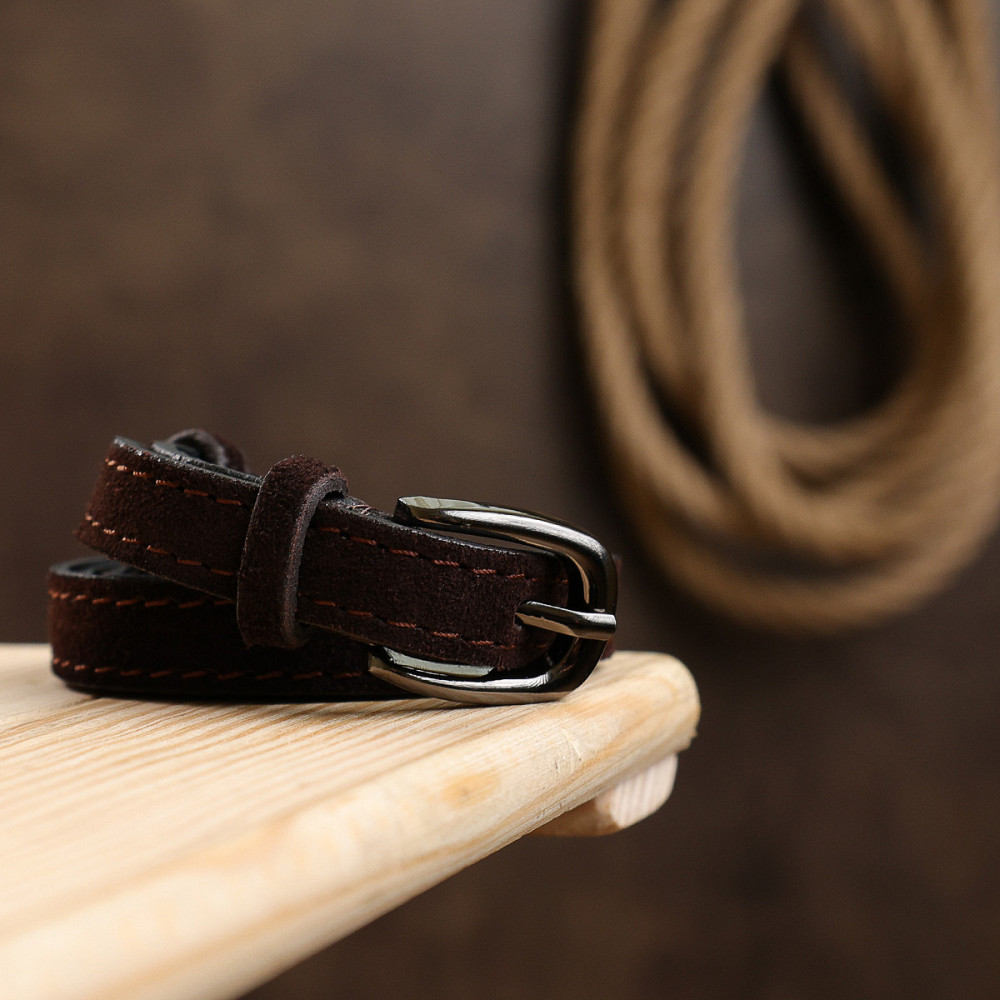 Замшевий стильний жіночий ремінь Vintage 20765 Темно-коричневий Київ - фото 10