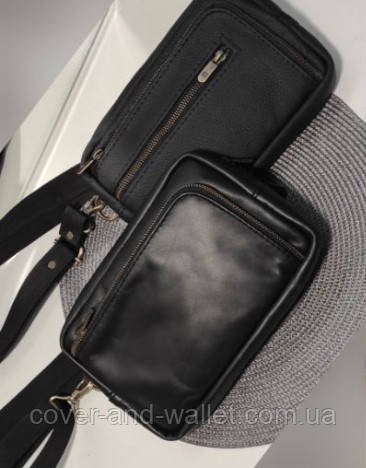 Стильная мужская сумка слинг на пояс или на грудь из натуральной кожи PS Leather Киев - изображение 7