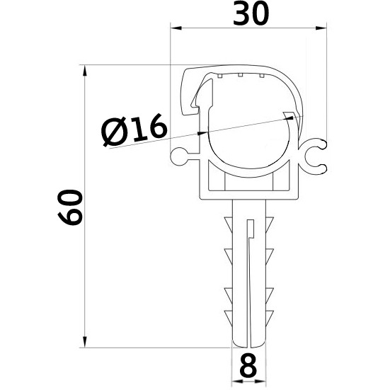 Кліпса-дюбель з клямкою для кріплення труби Ø16мм біла (100шт) Тернопіль - фото 3