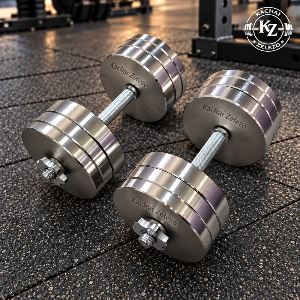 Гантели наборные 2 по 28 кг металлические без покрытия Kachai Zelezo Iron Pro Киев - изображение 13