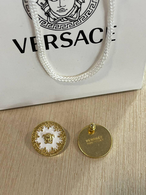 Версаче сережки / Versace сережки білі в позолоті Одеса - фото 1