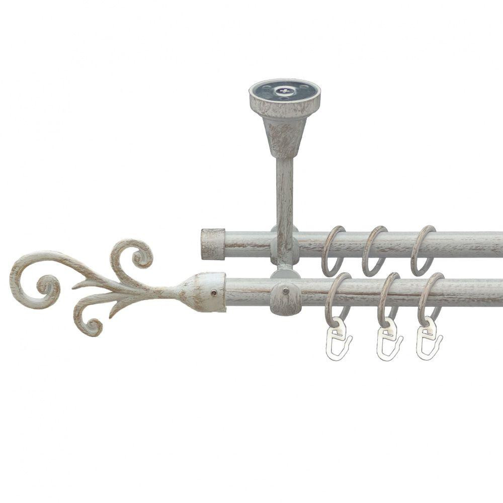 Карниз Orvit Фала металевий дворядний відкритий до стелі гладка труба кільце металеве Біле Золото 16\16 мм 160 Львов - изображение 1