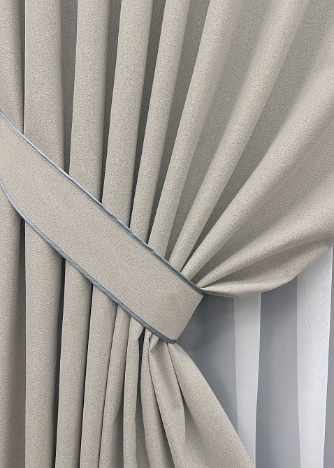 Комплект готових штор VR-Textil Блекаут двосторонній ASHEN NIGHT № 1847ш Тауп 150х290 см 2 шт (33-0888) Київ - фото 5