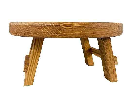 Круглий складний столик з дуба, піднос сервірувальний дерев'яний з ніжками 30×30см Кам'янець-Подільський