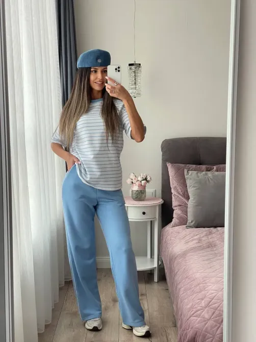 Женский хлопковый комплект (футболка + брюки) повседневная комфортная базовая одежда Одесса - изображение 4