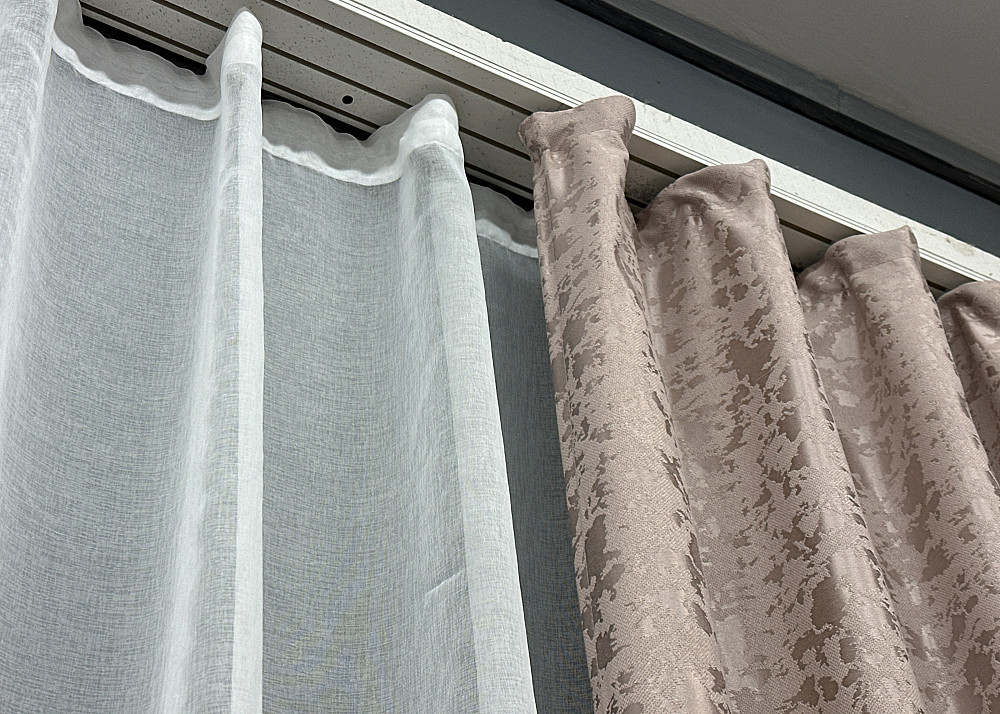 Комплект штор VR-Textil Лен Мрамор 100х270 2шт и Тюль 400х270 1715ш-1276т Светло-пудровый с белым 71-011/2 Киев - изображение 8