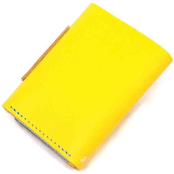 Компактное кожаное портмоне в три сложения комби двух цветов Сердце GRANDE PELLE 16730 Желто-голубое Киев