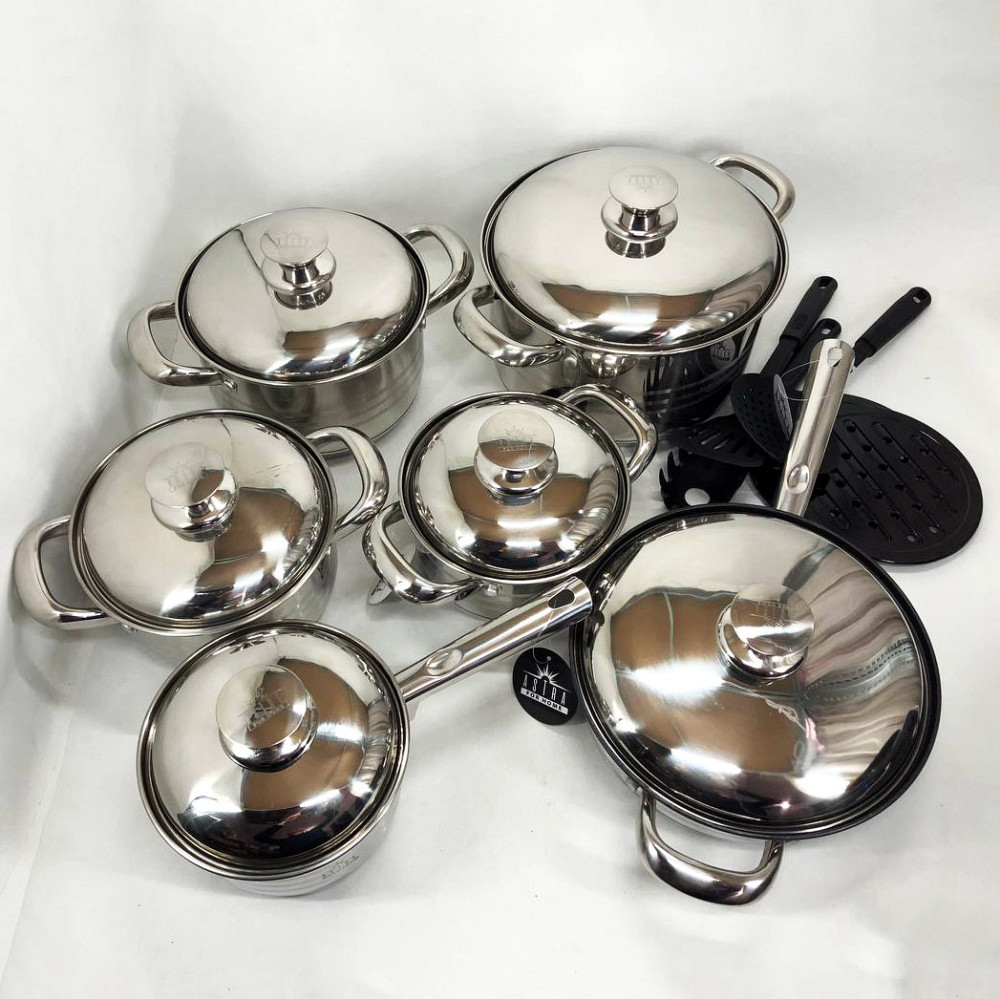 Хорошие кастрюли 18 предметов ASTRA A-2518, Сборный набор кастрюль, Набор кастрюль из нержавеющей стали NM-92 Львов - изображение 13