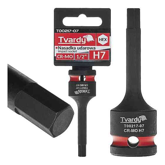 Головка ударна "Tvardy" з хром-молібденової сталі (Cr-Mo)  1/2"  Hex H7  довжиною  77мм Київ