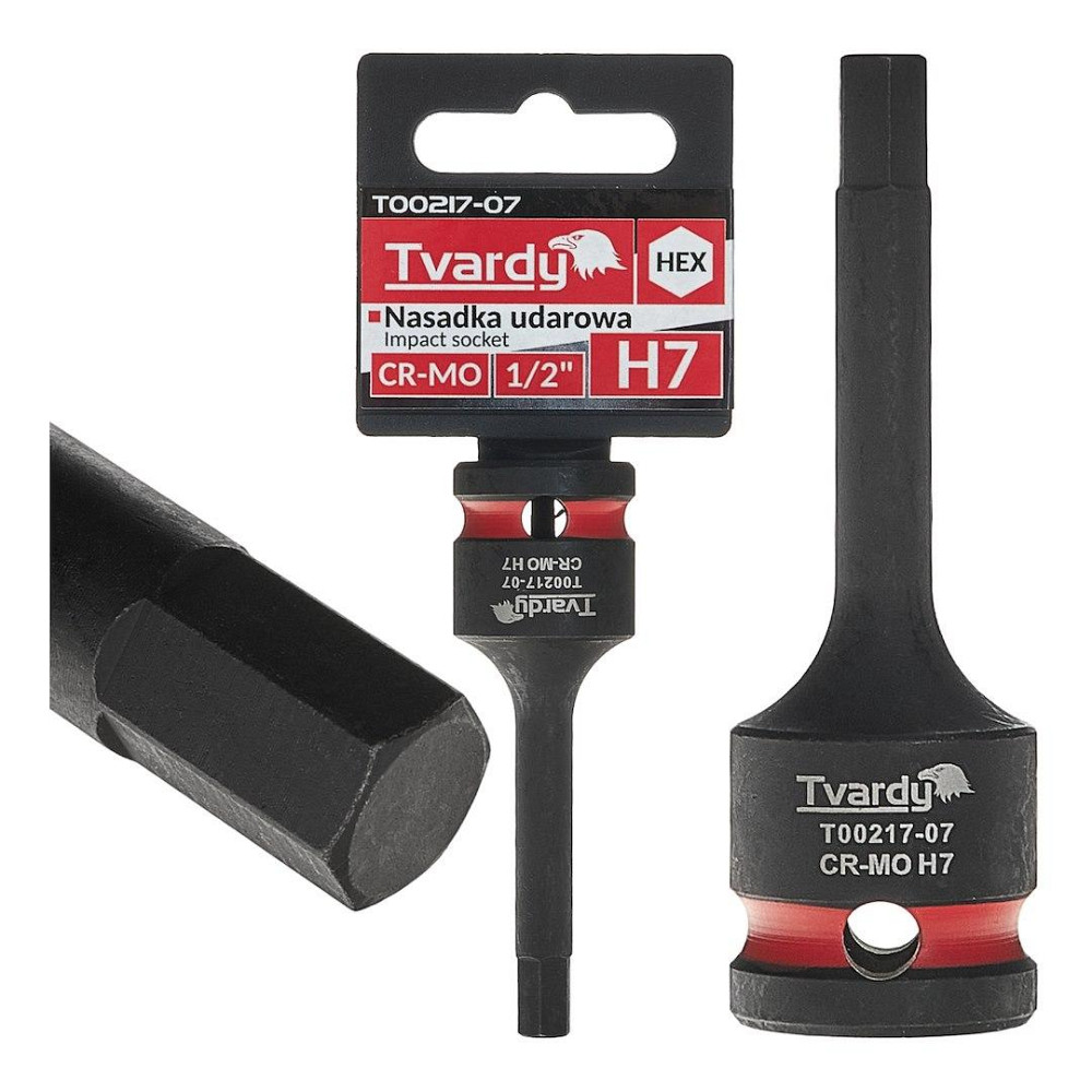 Головка ударна "Tvardy" з хром-молібденової сталі (Cr-Mo)  1/2"  Hex H7  довжиною  77мм Киев - изображение 2