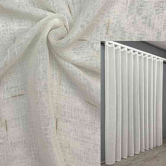 Тюль VR-Textil 1211т Івонна Льон Молочний з золотистим вкрапленням 400х270 см (43-066) Київ