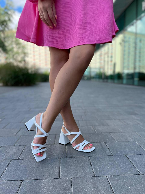 Crisma Босоніжки жіночі білі CRISMA 0502, натуральна шкіра / Зручні босоніжки на підборах р. 36 Коломыя - изображение 4