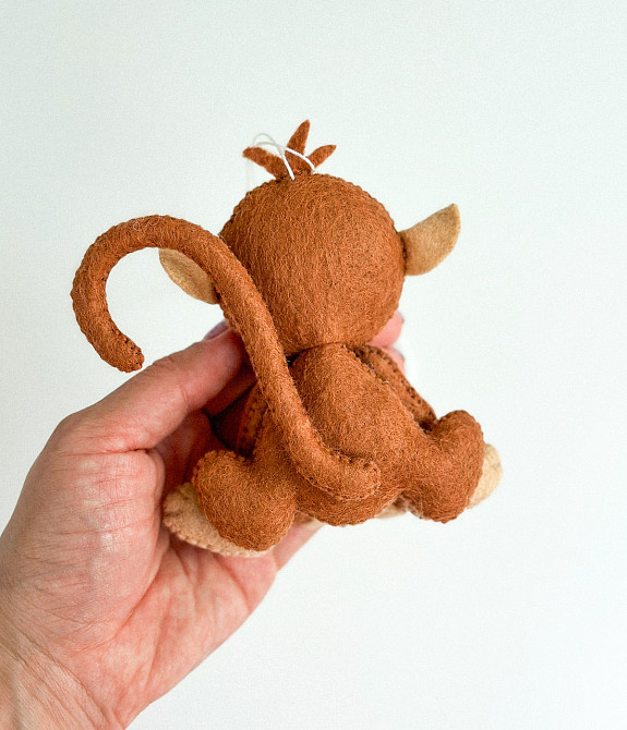 М’яка фетрова іграшка мавпа ручної роботи – безпечна розвиваюча іграшка Київ - фото 7
