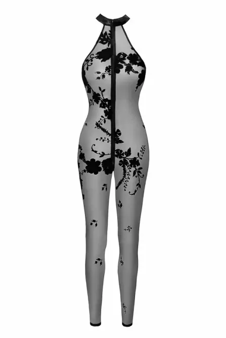 Бодістокінг Noir Handmade F315 Ego flocked mesh halter catsuit - S Львів - фото 5