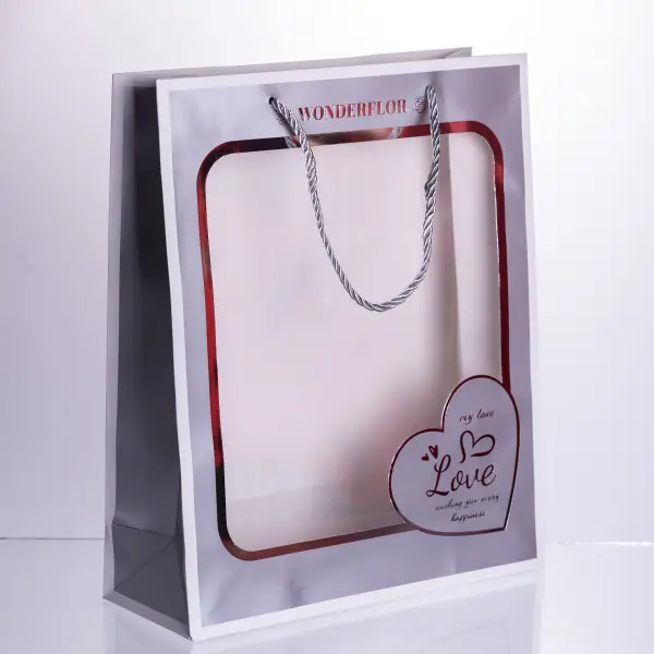 Yiwu Набір подарункових пакетів з паперу Love з віконцем 12 шт 26×10×32 см HP-10359-18 Коломия - фото 5