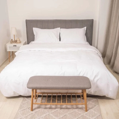 Постільна білизна Tiare White Сатин Страйп Кольоровий полуторний (White_Stripe_pl) Вінниця - фото 1