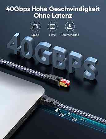 Мережевий кабель патч-корд RJ45 - RJ45 CAT 8 Snowkids 5м Луцьк