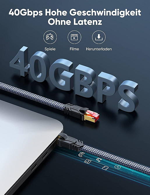 Мережевий кабель патч-корд RJ45 - RJ45 CAT 8 Snowkids 5м Луцьк - фото 5