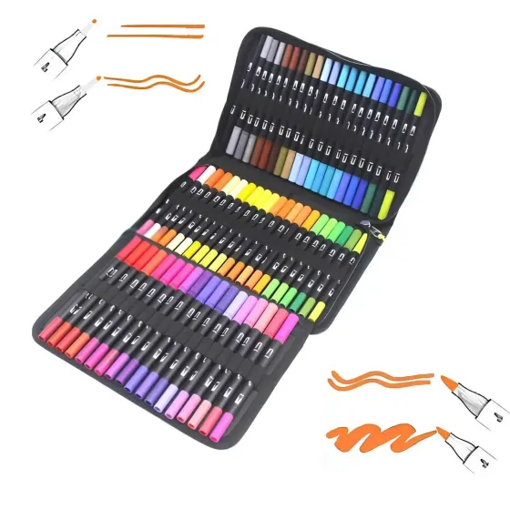 Набор двусторонних скетч-маркеров 60шт, Color pencil / Детский набор для рисования / Акварельные маркеры кисти Киев