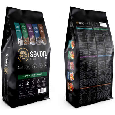 Сухой корм для кошек Savory Adult Cat Gourmand Fresh Turkey and Duck 8 кг (4820232630068) Винница - изображение 2