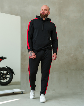 Костюм спортивний чоловічий лампаси весна Чорно-червоний L Харків