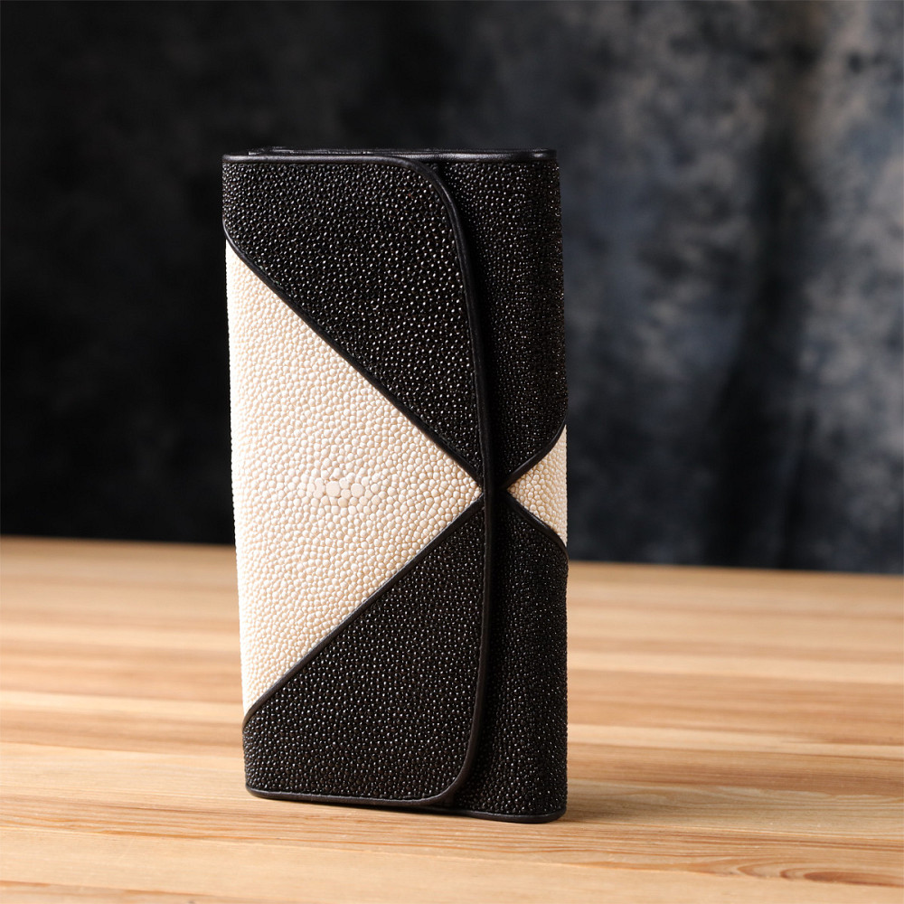 Кошелек женский STINGRAY LEATHER 18103 из натуральной кожи морского ската Черный Киев - изображение 3