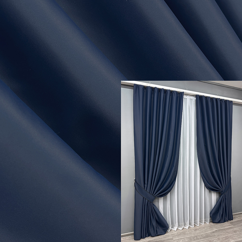 Комплект готовых штор VR-Textil Блэкаут Midnight № 1164ш Темно-синий 150х290 см 2 шт (30-977) Киев - изображение 9