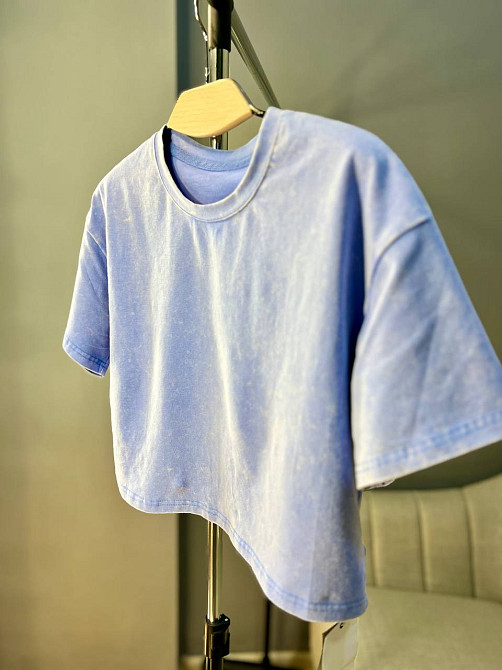 Футболка женская A-N 2308 вареная тай-дай короткая широкая кроп-топ one size сиреневая, сиреневый, one size Киев - изображение 12