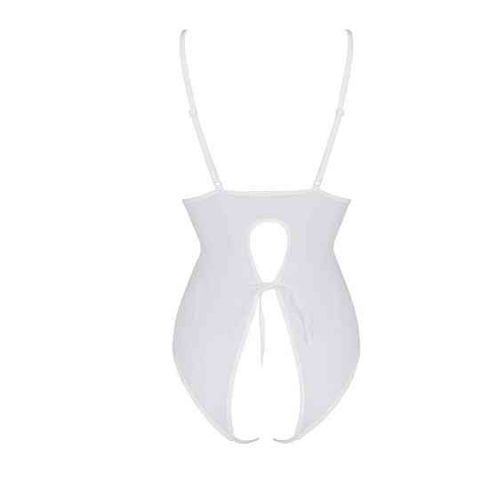 Боді з ажурним декором та відкритим кроком Passion URSULA BODY L/XL, white Sex Aura Київ