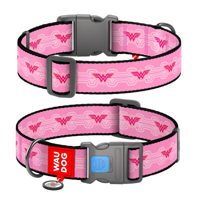 Ошейник для животных WAUDOG Nylon с QR паспортом "Чудо-женщина 1" пластиковый фастекс Ш 35 мм Д 46-70 см (284-2015) Винница - изображение 1