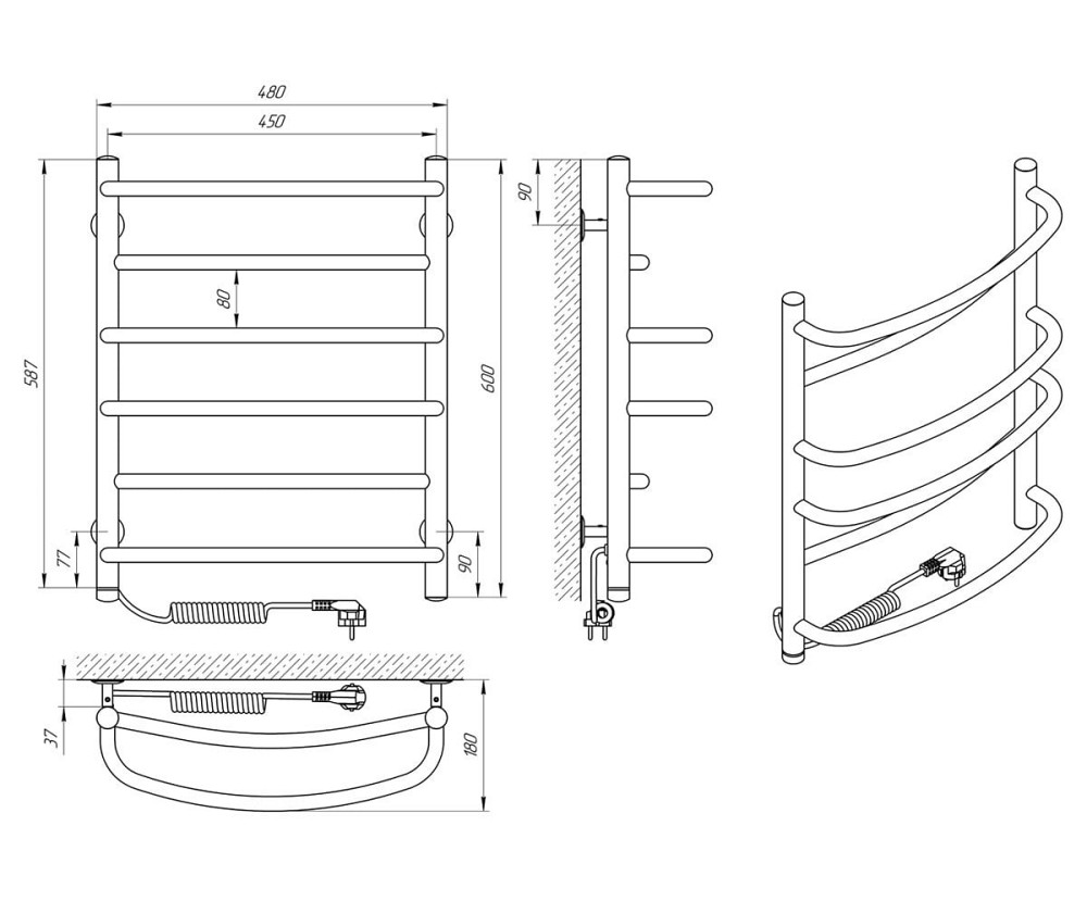 Електрична рушникосушарка Laris Євромікс П6 450Х600 Е сенсор S3 ліве підключ. Київ - фото 8