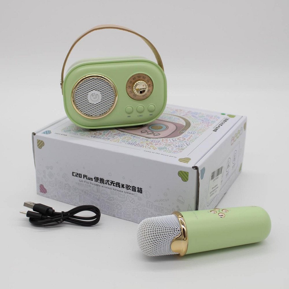 Колонка для караоке з мікрофоном на акумуляторі, Зелений / Блютуз колонка з мікрофоном / Караоке колонка Київ - фото 10