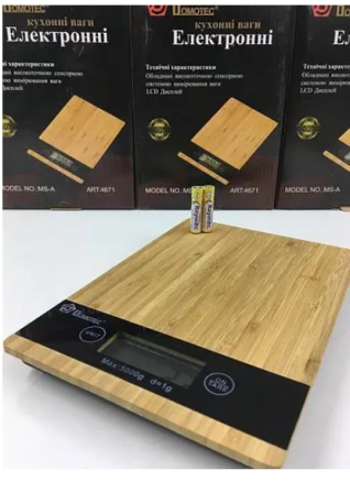 Весы кухонные MATARIX MX-406 5кг WOOD-13003 на батарейках 2АА Киев - изображение 1