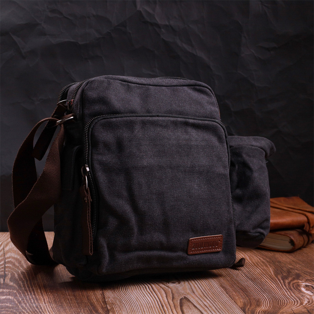 Текстильна сумка з чохлом для води Vintage 22208 Чорний Київ - фото 3