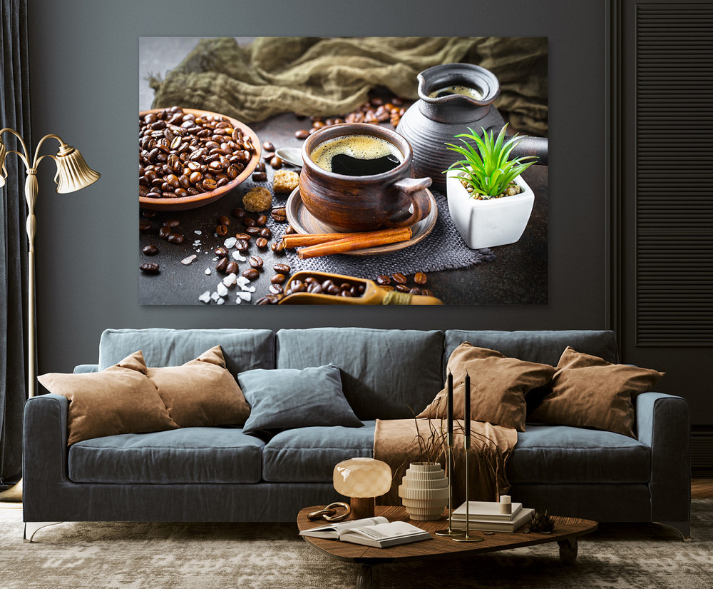 Картина полотно у вітальню / спальню  Запашна кава    MLP_331 ( 60х30см ) 80х160см Київ - фото 3