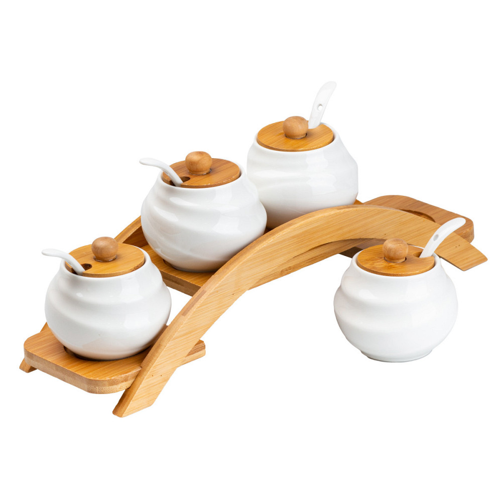 Yiwu Набір для спецій 4 шт по 200 мл із кришками та ложками HP-1200 Киев - изображение 4