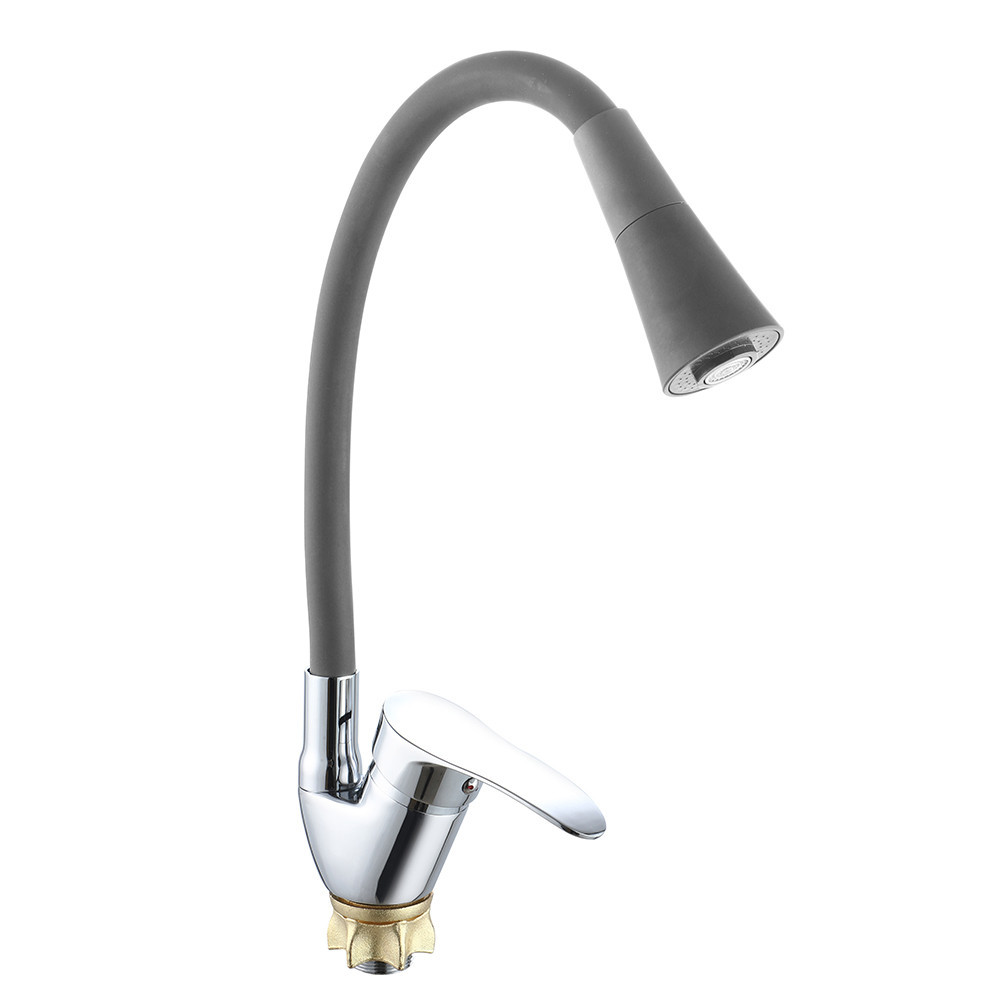 Смеситель для кухни с гибким изливом WEZER VRL417G-04 хром/серый Киев - изображение 1