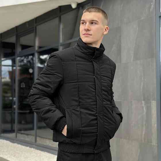 Черная мужская демисезонная куртка без капюшона весна осень Pobedov Axmont Киев